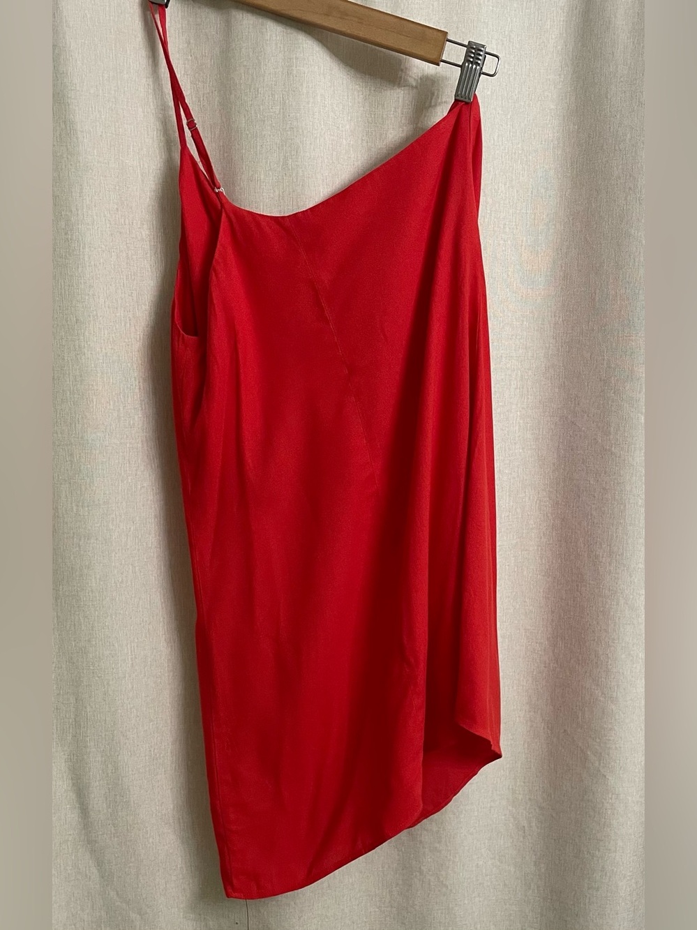 NWT Reformation Orange-Red One Shoulder Asymmetrical Slip Dress Medium - Picture 4 of 6
